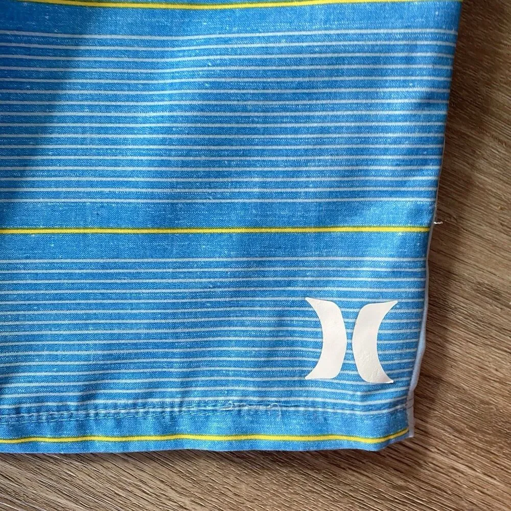 Hurley Boy's Board Shorts Striped Indo Blue Swim Beach Summer Size 20/30 NWT